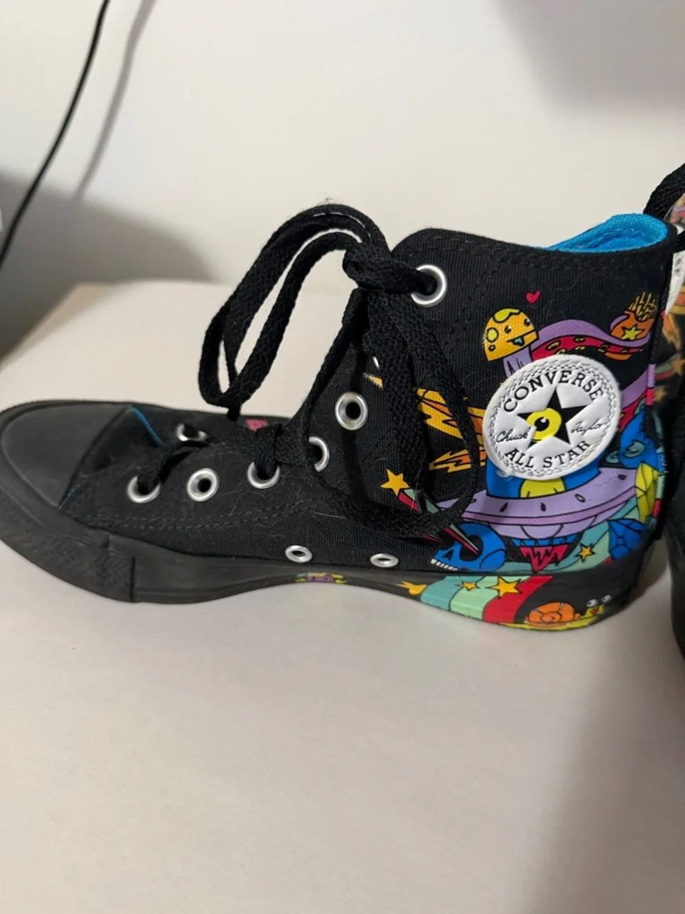 Converse Kids Black Multicolor High-Top Sneakers - Picture 3 of 6